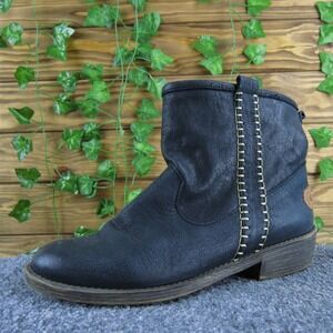 Coolway Women 39 Black Faux Leather Ankle Boots‎ Western Stitch Casual Low Heel